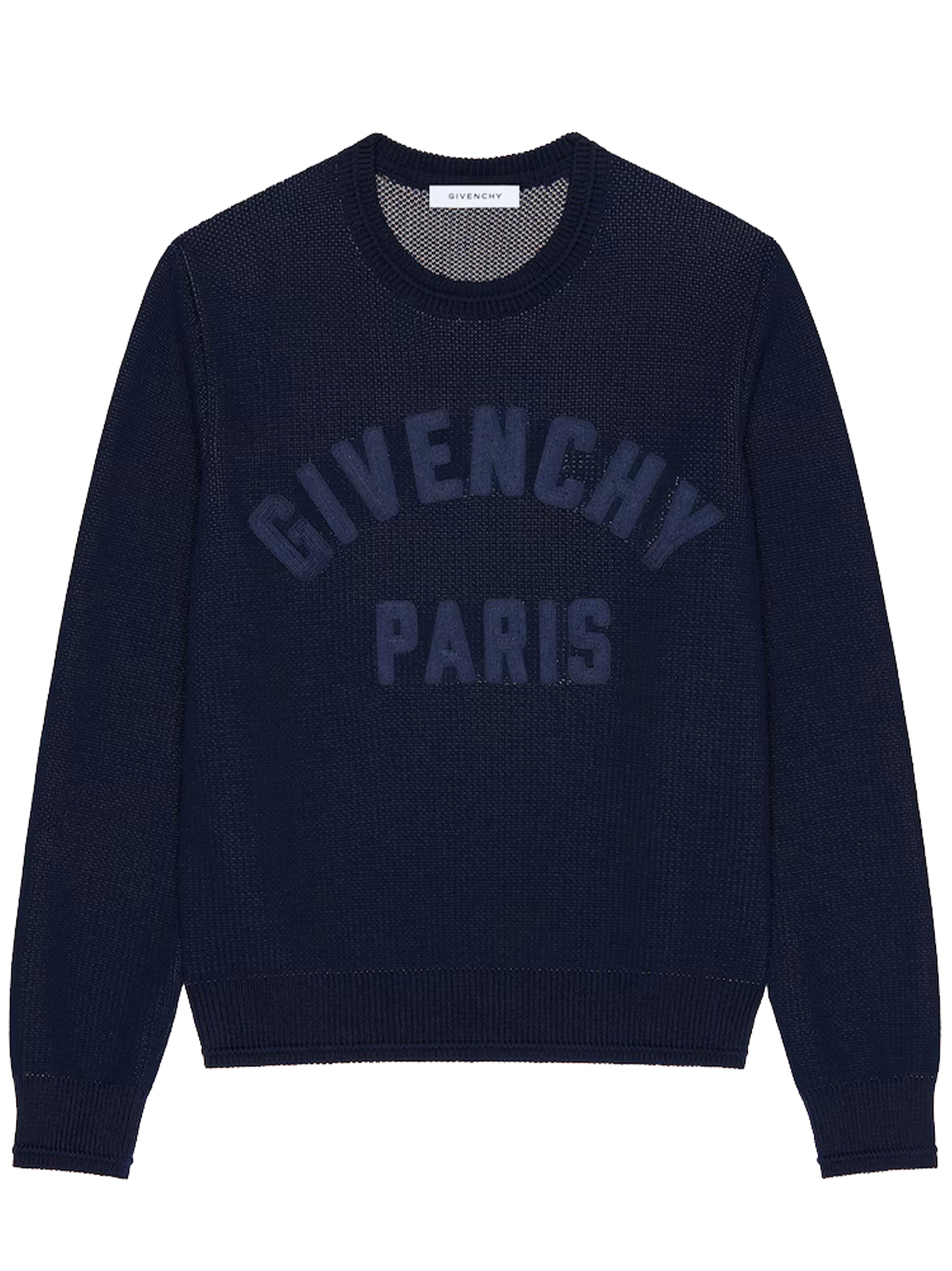 Ottoman Detail Textured Cotton Crewneck Sweater