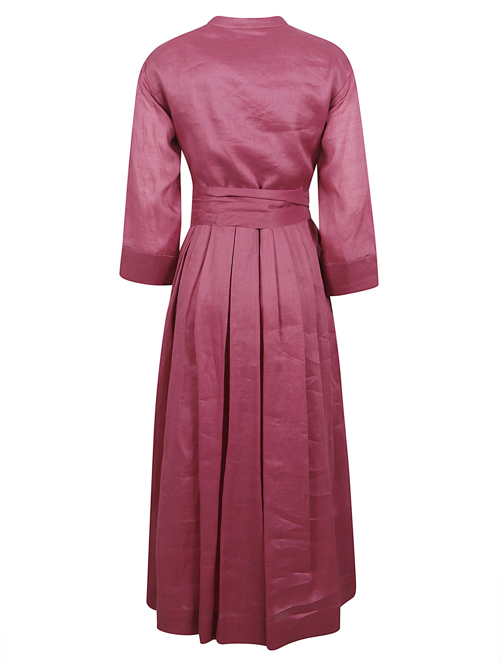 Knee-Length A-Line Dress with V-Neck and Bow Detail