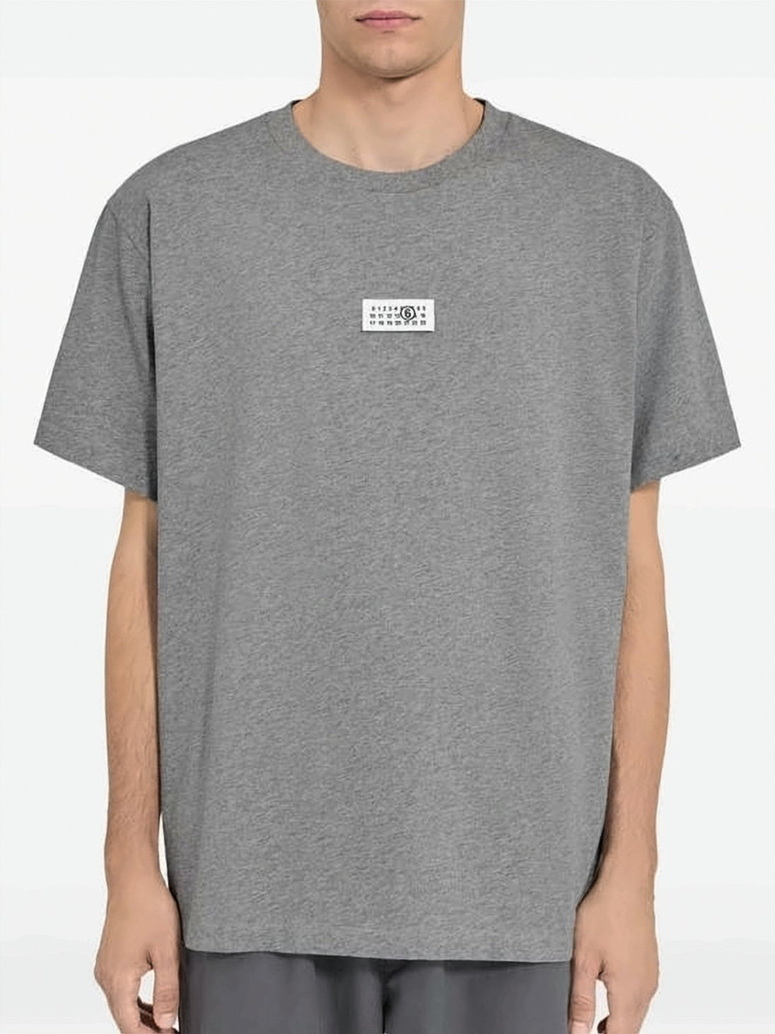 Boxy Fit Grey T-Shirt with Rectangular Chest Patch