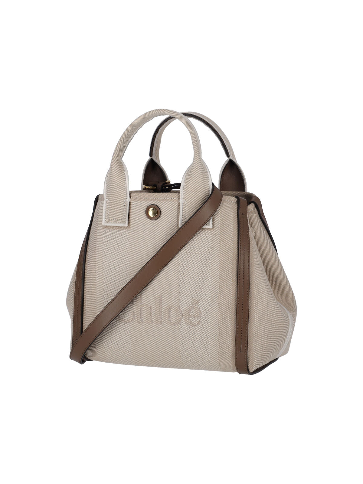 "Carry" Small Tote Bag, In Beige Organic Cotton
