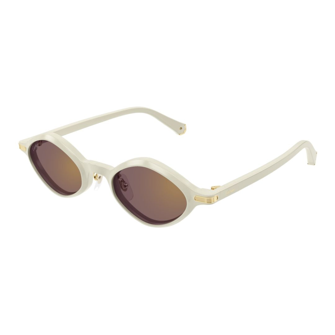 Oval Off-White Recycled Acetate Sunglasses With Brown-Tinted Lenses