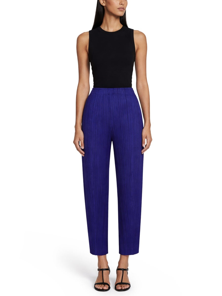 Cropped Pleated Pants with Textured Finish
