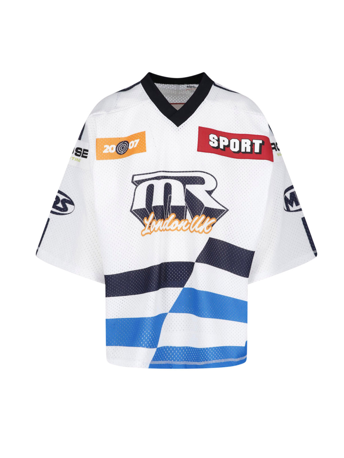 White Relaxed Fit Graphic Sports Jersey
