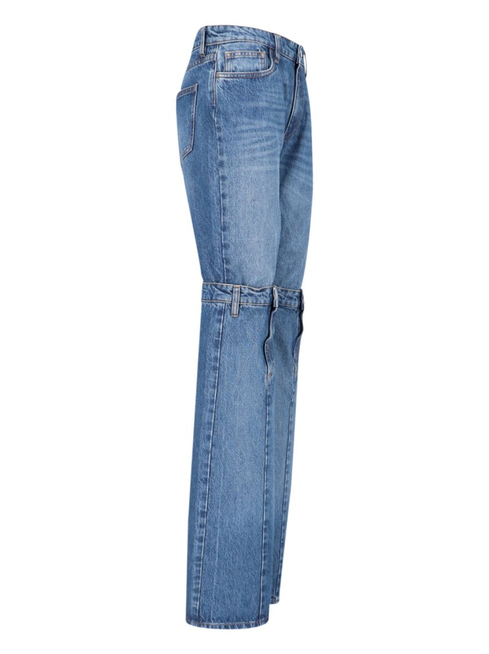 Open Knees Bootcut Jeans In Blue Denim