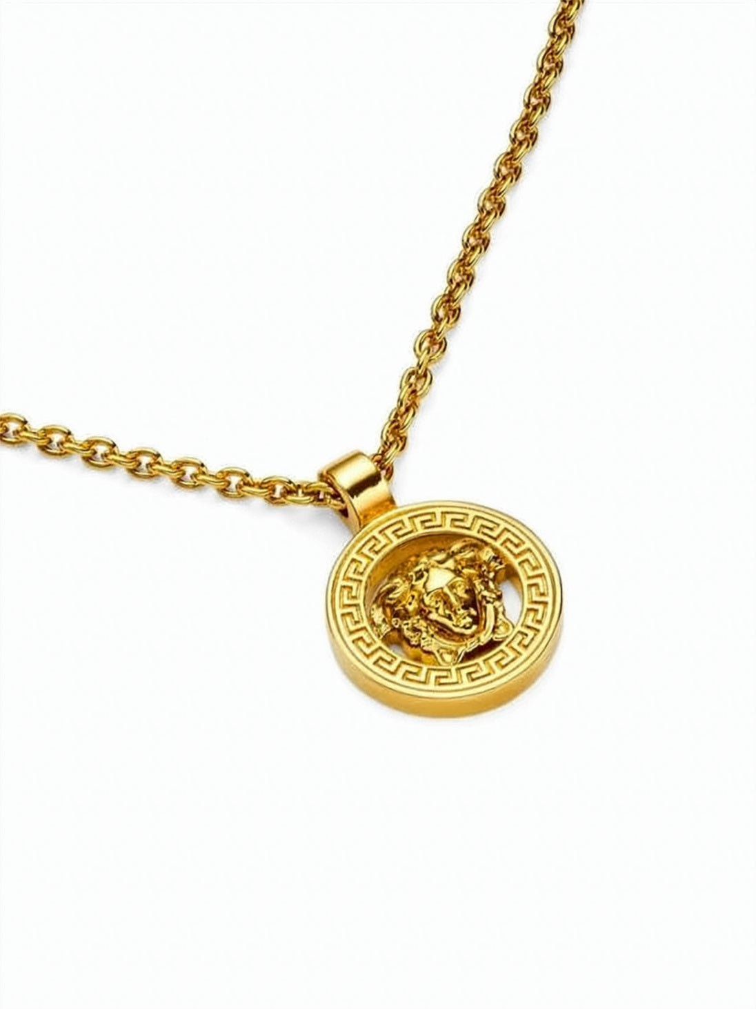 Gold-Tone Metal Necklace with Medusa Pendant