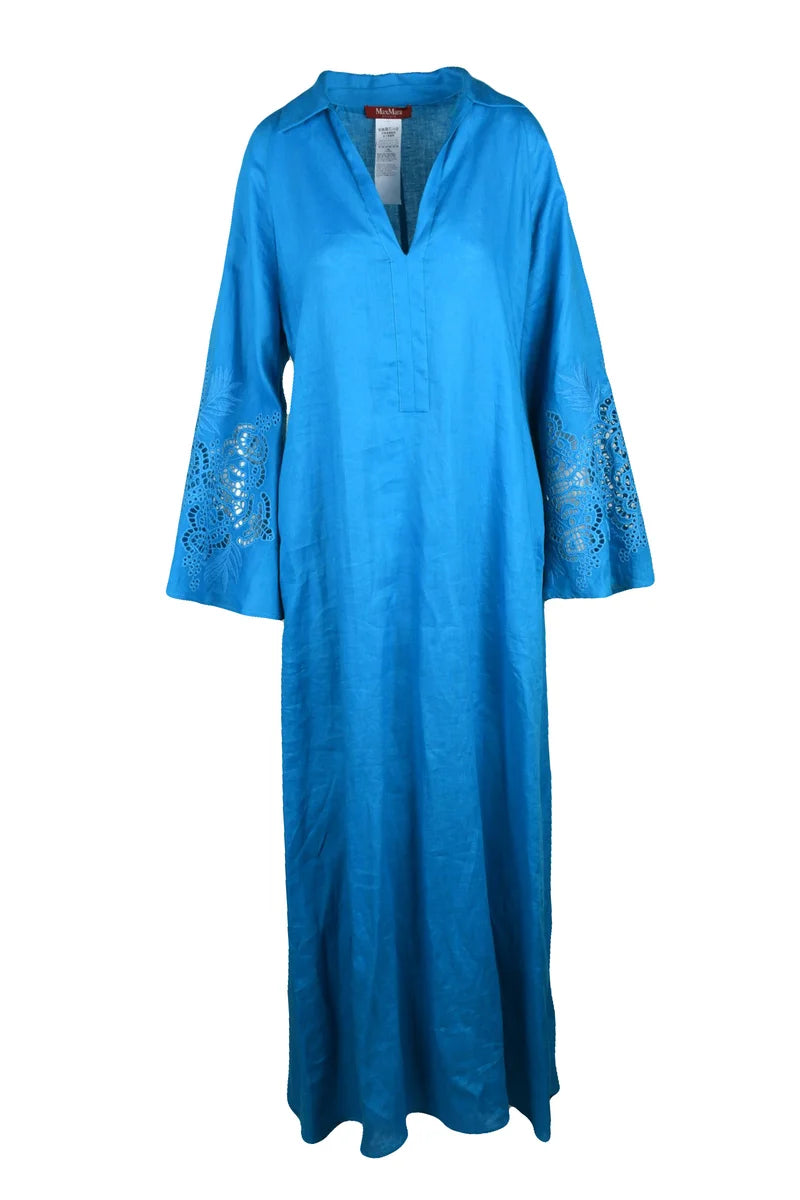 Sangallo Embroidery Kaftan Dress - Turquoise