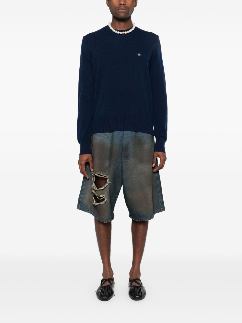 Navy Blue Crew Neck Sweater