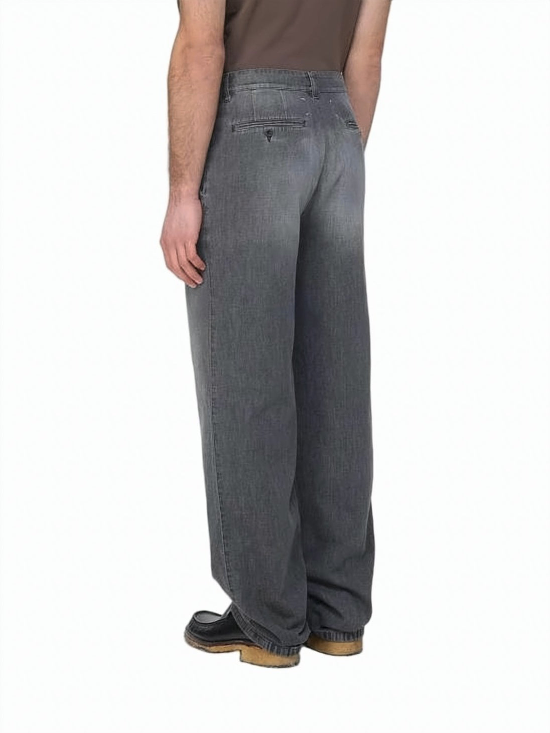 Grey Slightly Faded Straight-Leg Cotton Jeans