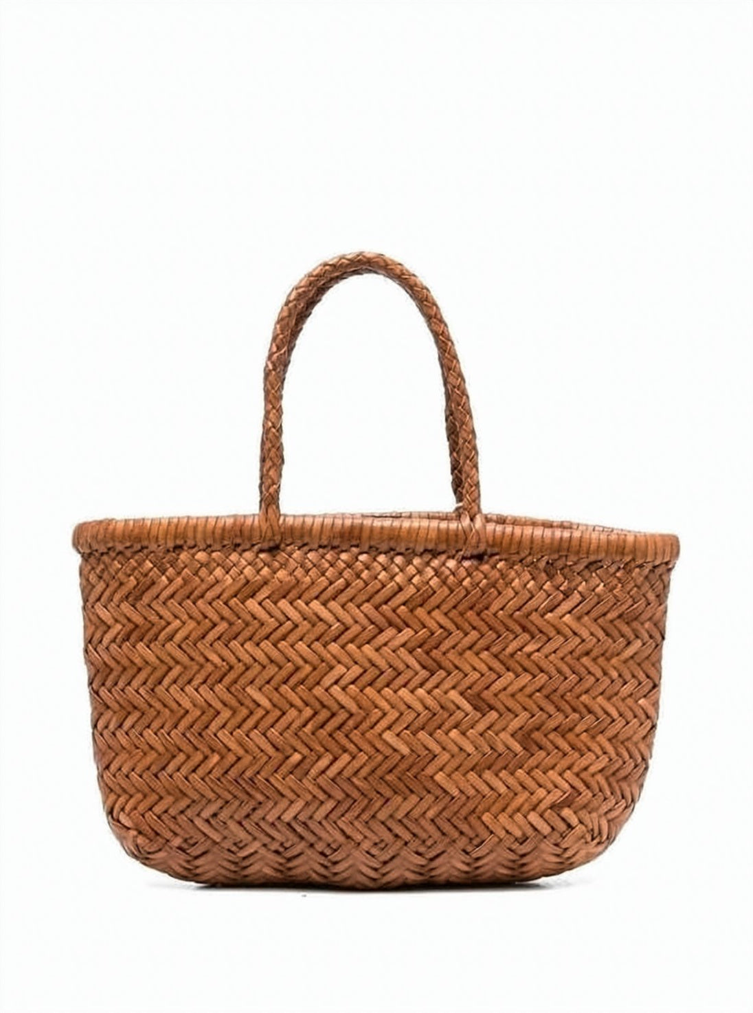 Mini Flat Basket-Style Tote with Braided Handles
