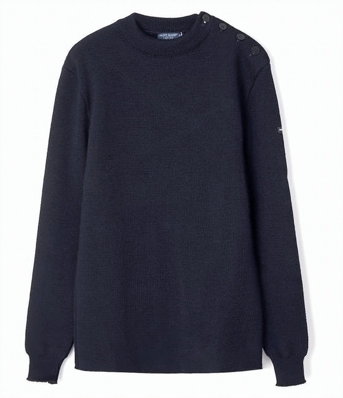 Textured Wool Crew Neck Sweater with Button Detailing