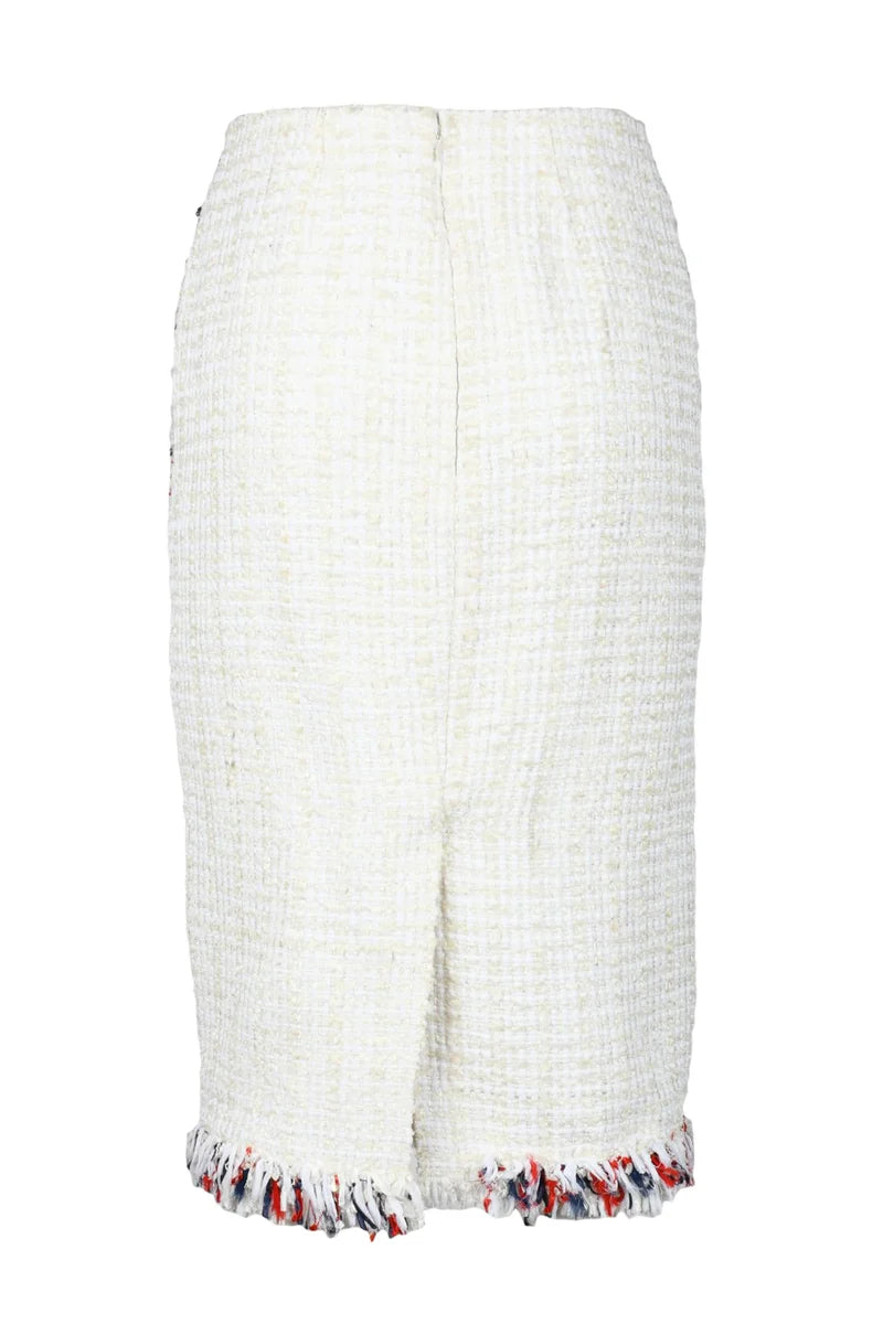 Bouclé Midi Skirt White/Red