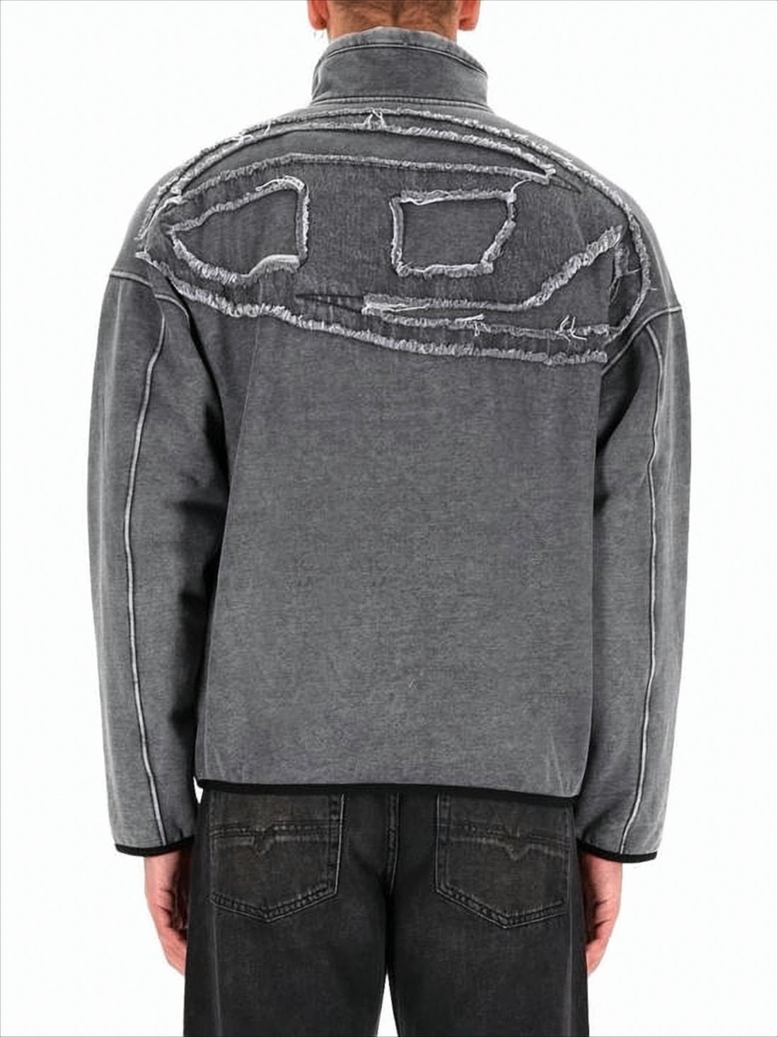 Boxy Grey Jacket with Textured Patch