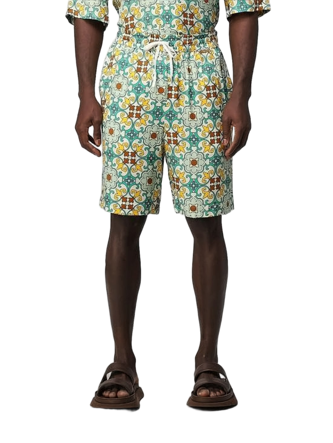 Intricate Patterned Shorts with Elastic Waistband