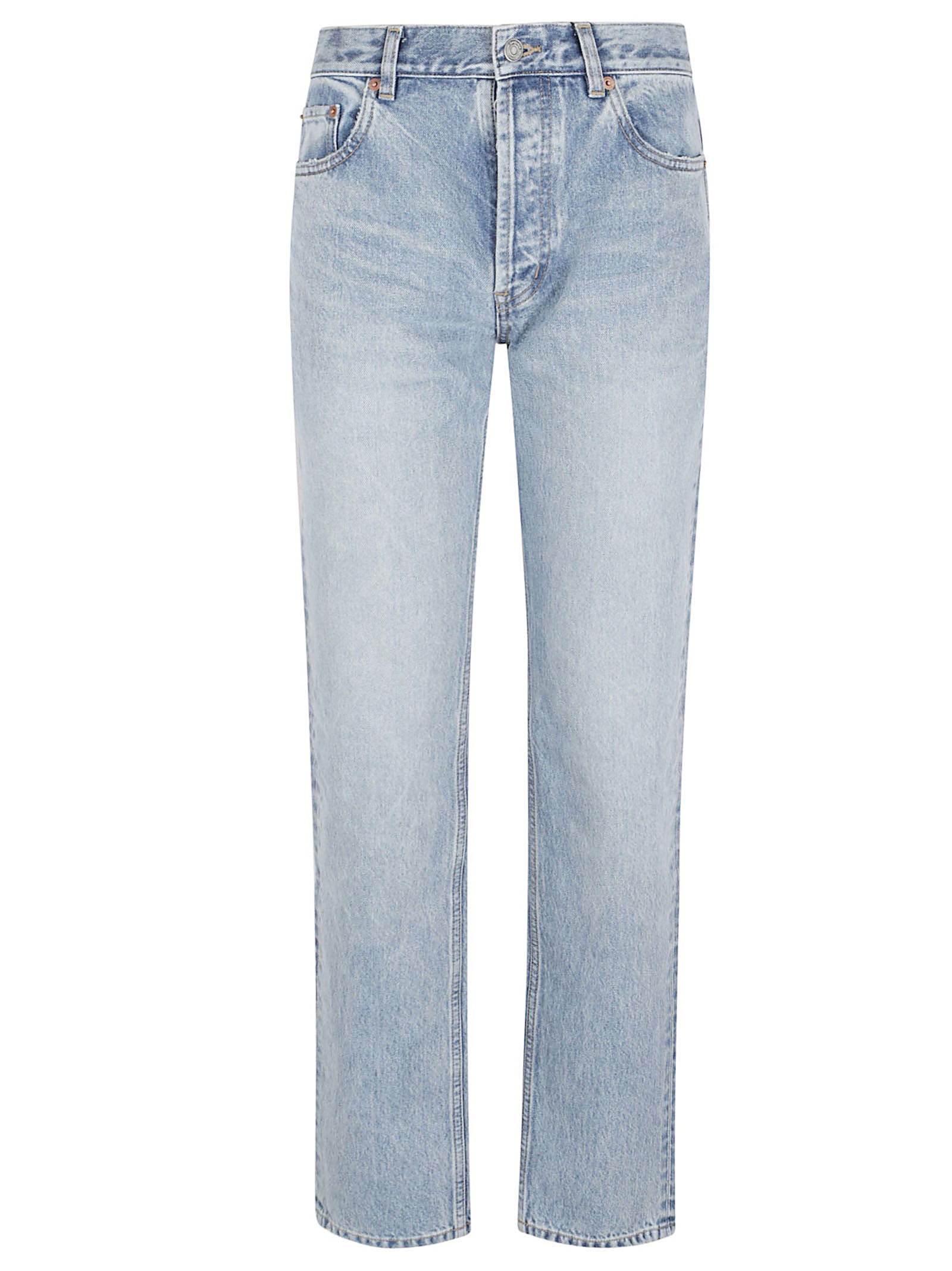 High-Waisted Straight Leg Jeans with Classic Pocket Design