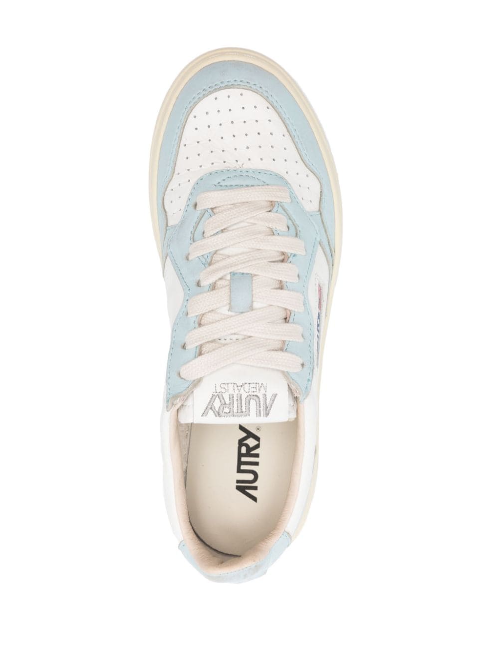 White Multicolour Perforated Calf Leather Sneakers