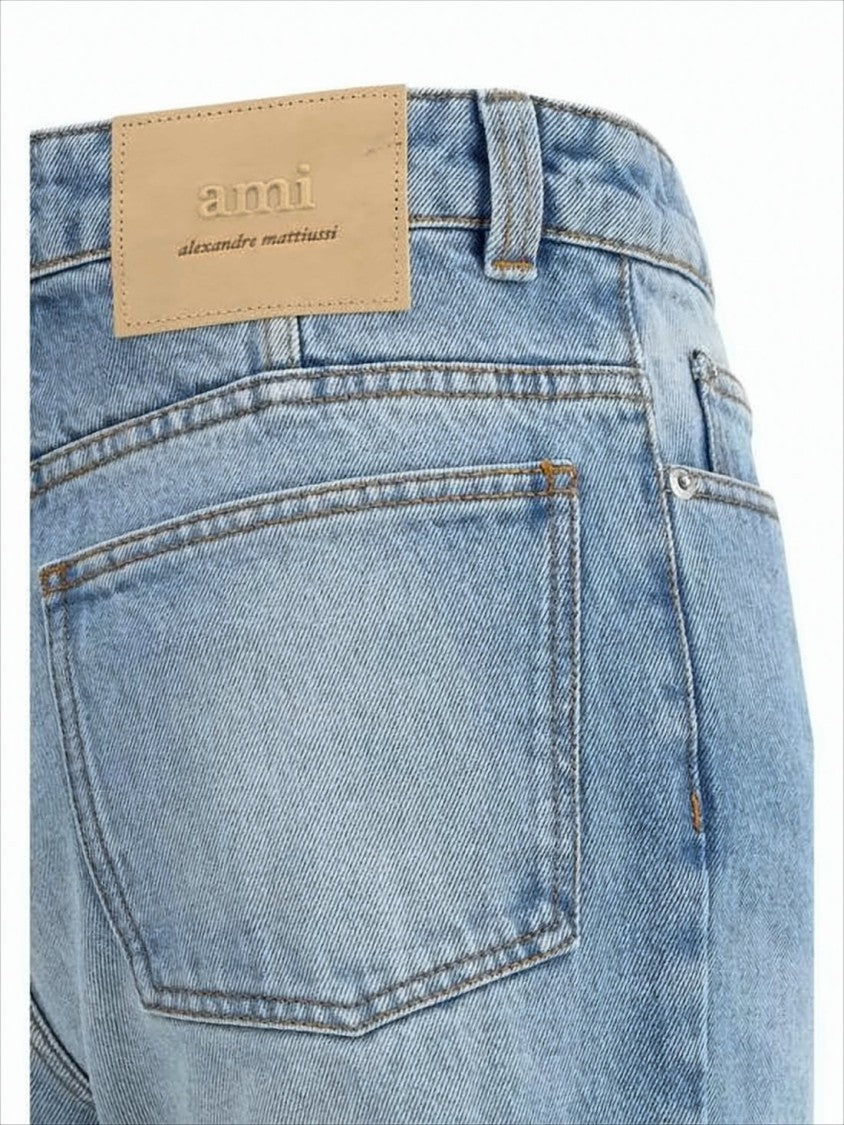 Straight-Leg Denim Pants in Light Blue Wash