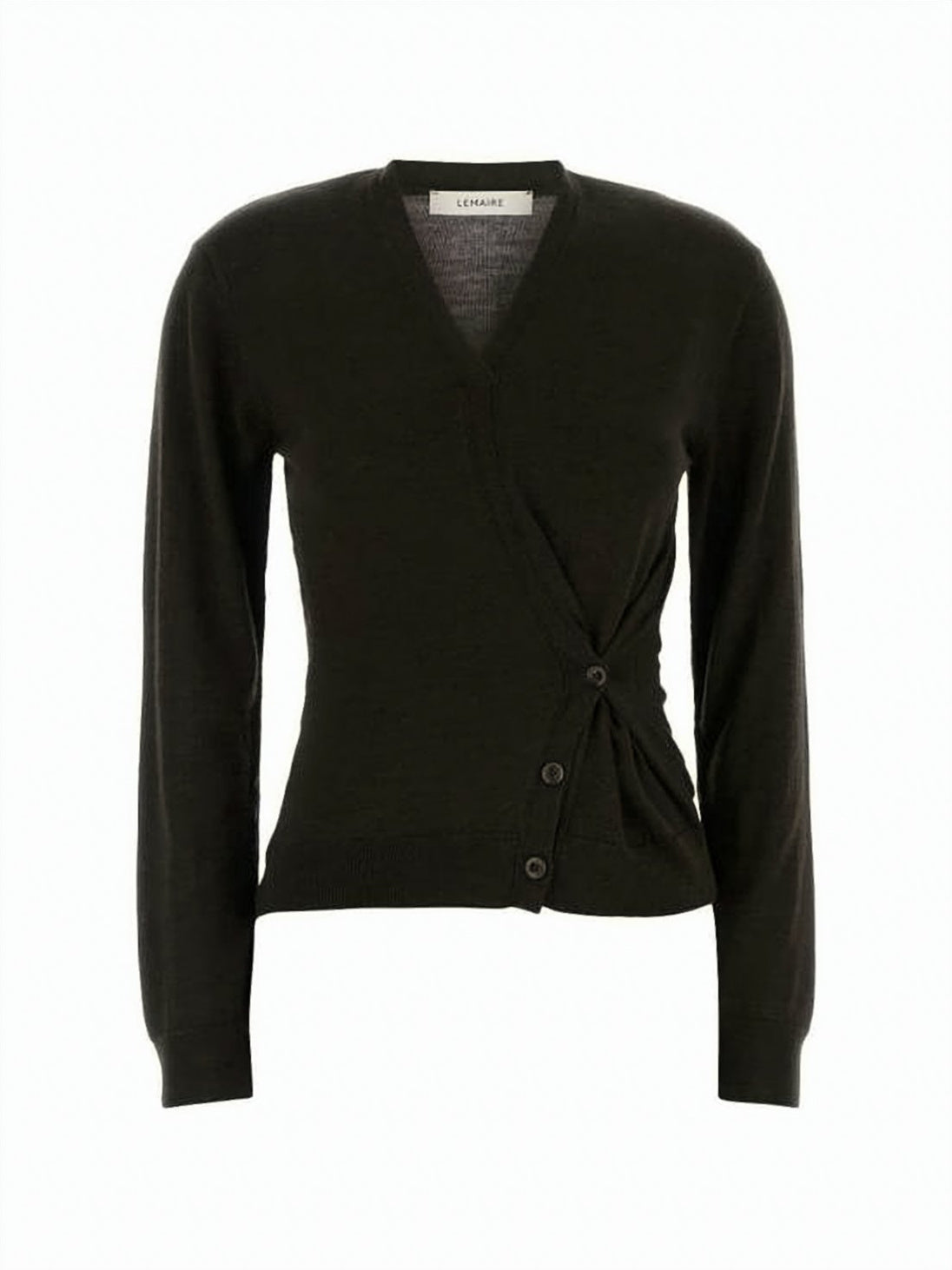 Fitted Black Cardigan With Unique Wrap Front Design