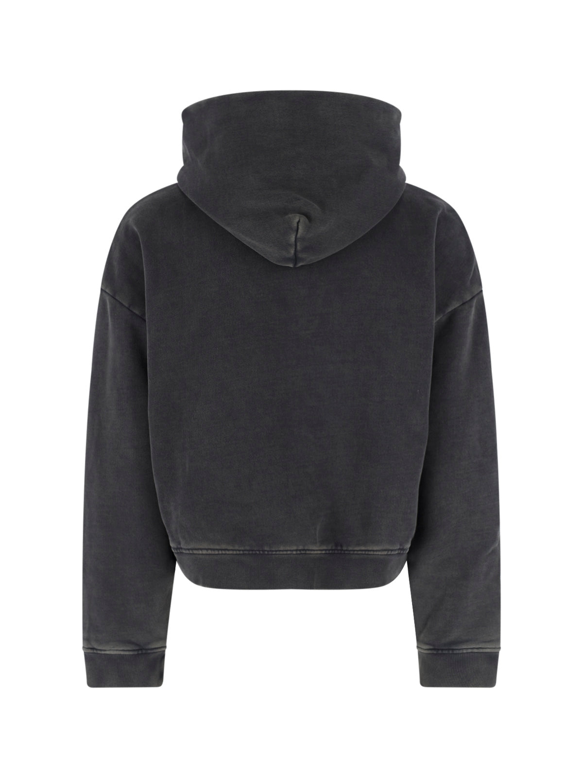 Black Washed Cropped Zip Hoodie