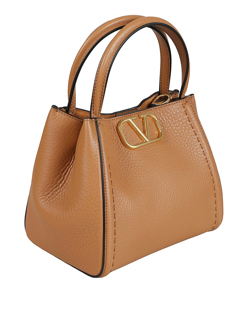 Structured Medium Handbag In Grained Calfskin