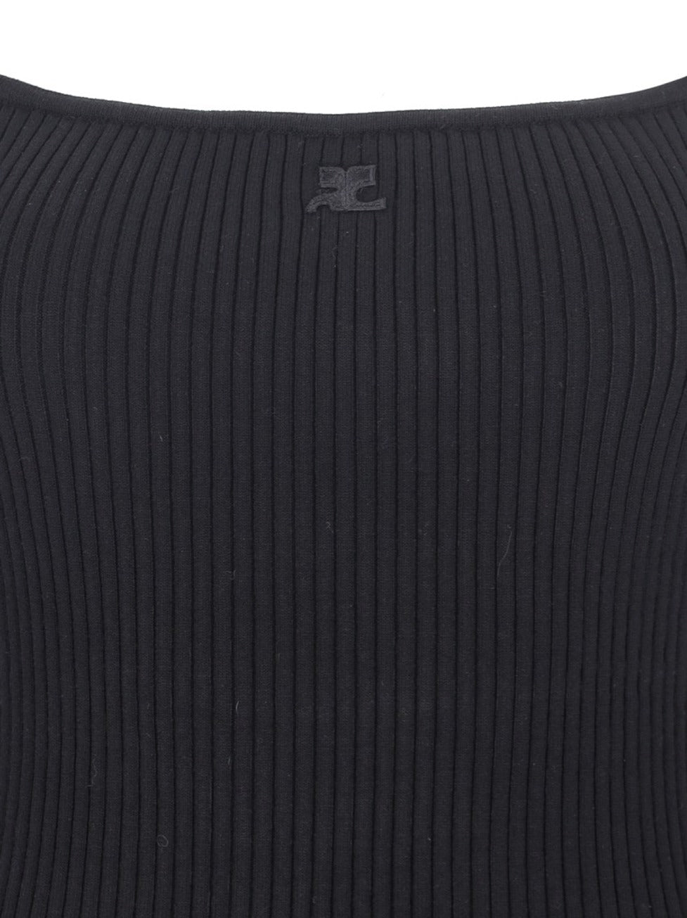 Mini Logo Dress In Black Fabric Ribbed Knit