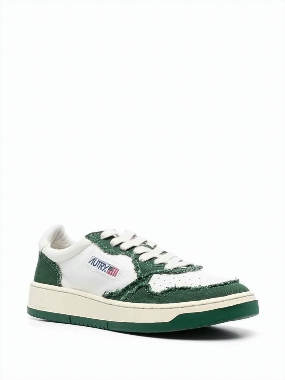 Low-Top Sneaker with Goat Leather and Canvas Accents