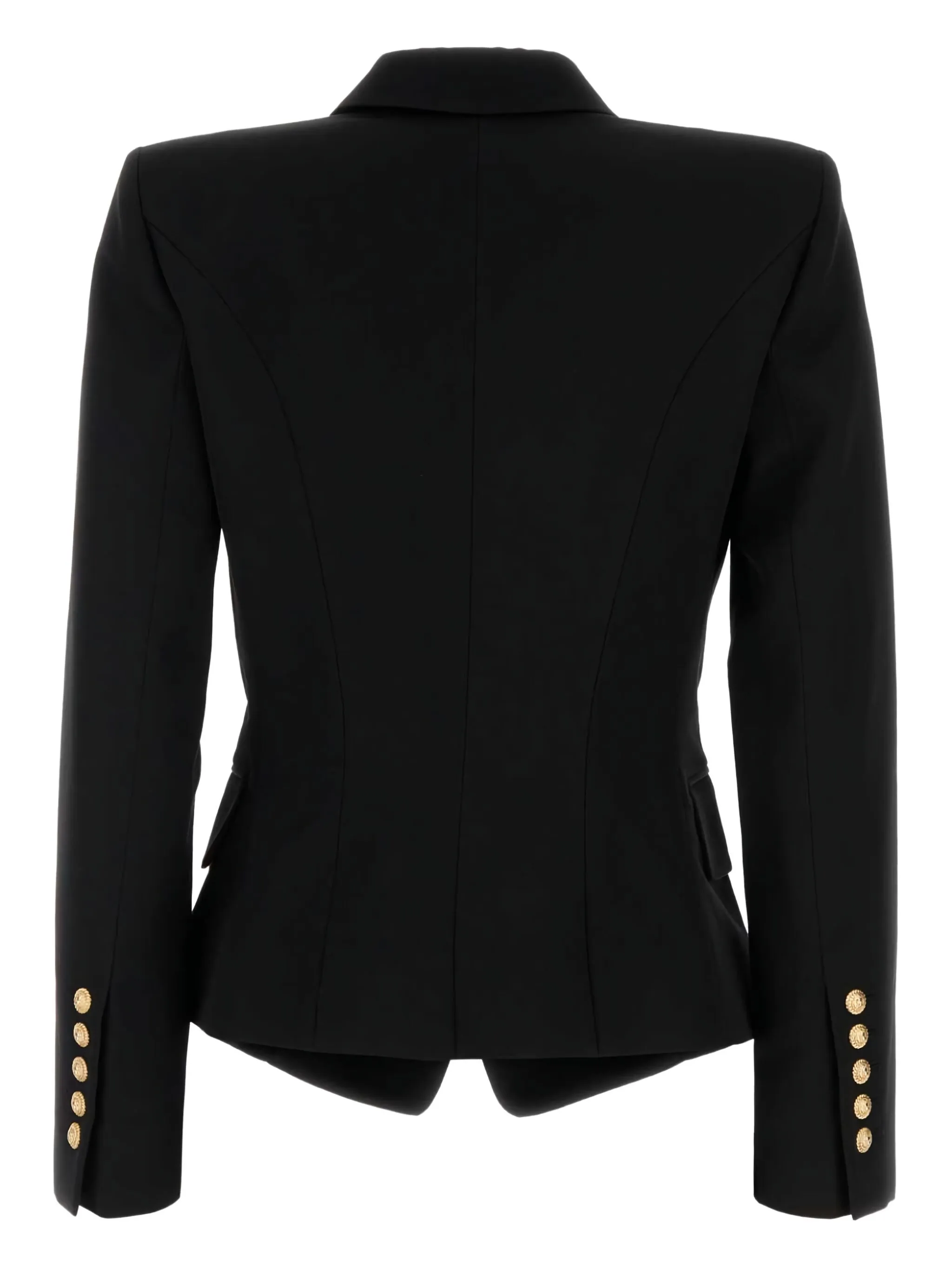 Black Fitted Double-Breasted Wool Blazer