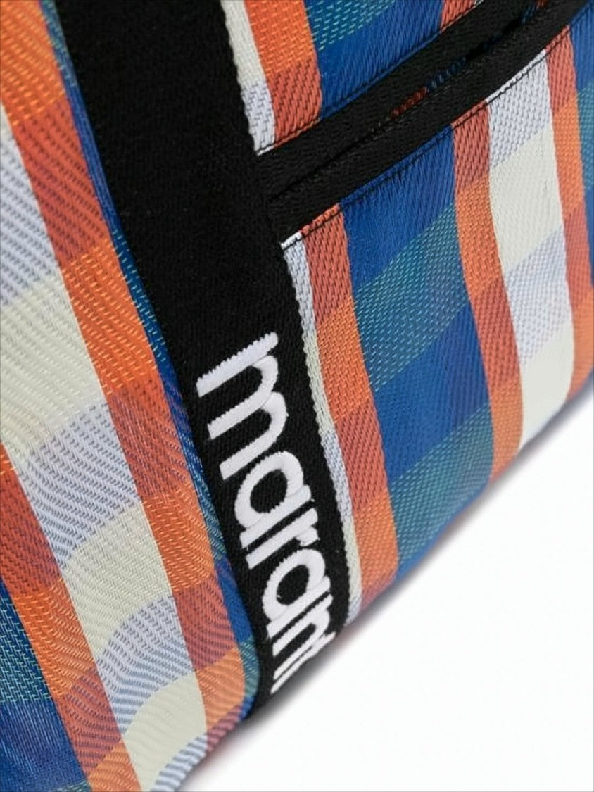 Large Rectangular Shoulder Bag with Plaid Design
