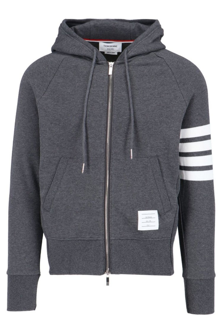 Zip-Up Hoodie With Striped Sleeves