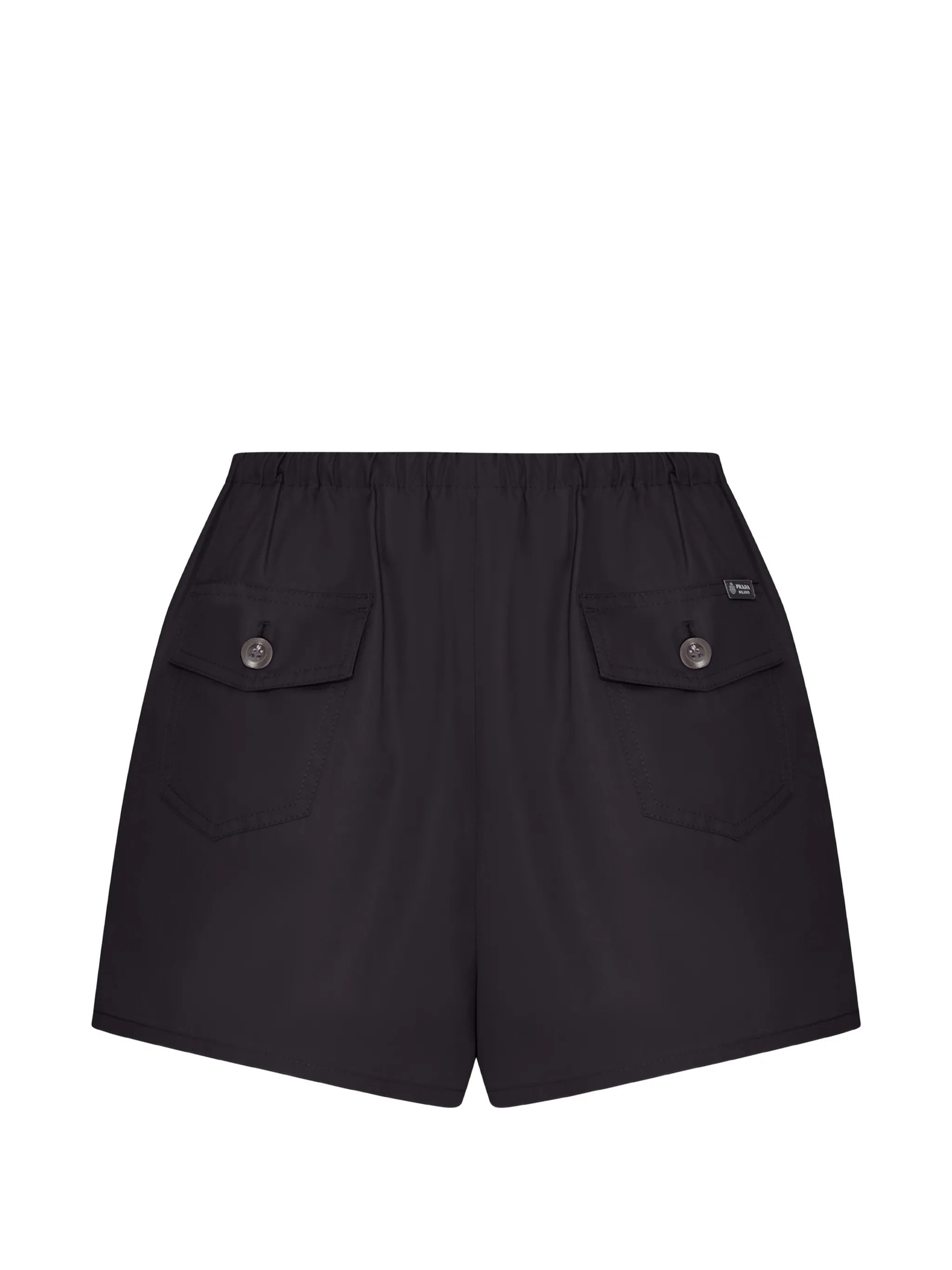 Black Popeline Relaxed Fit Shorts