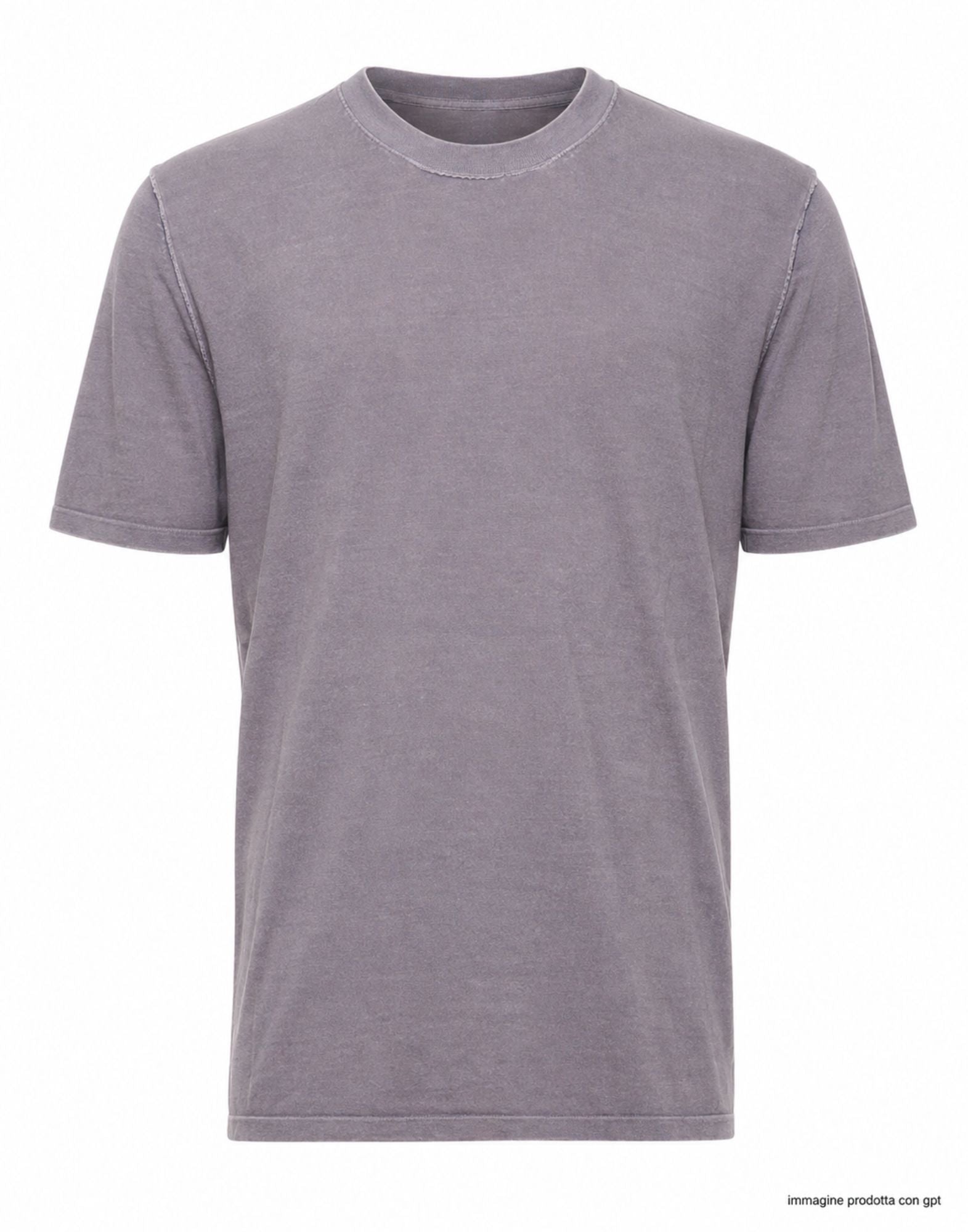 Grey Round Neck Cotton Casual T-Shirt
