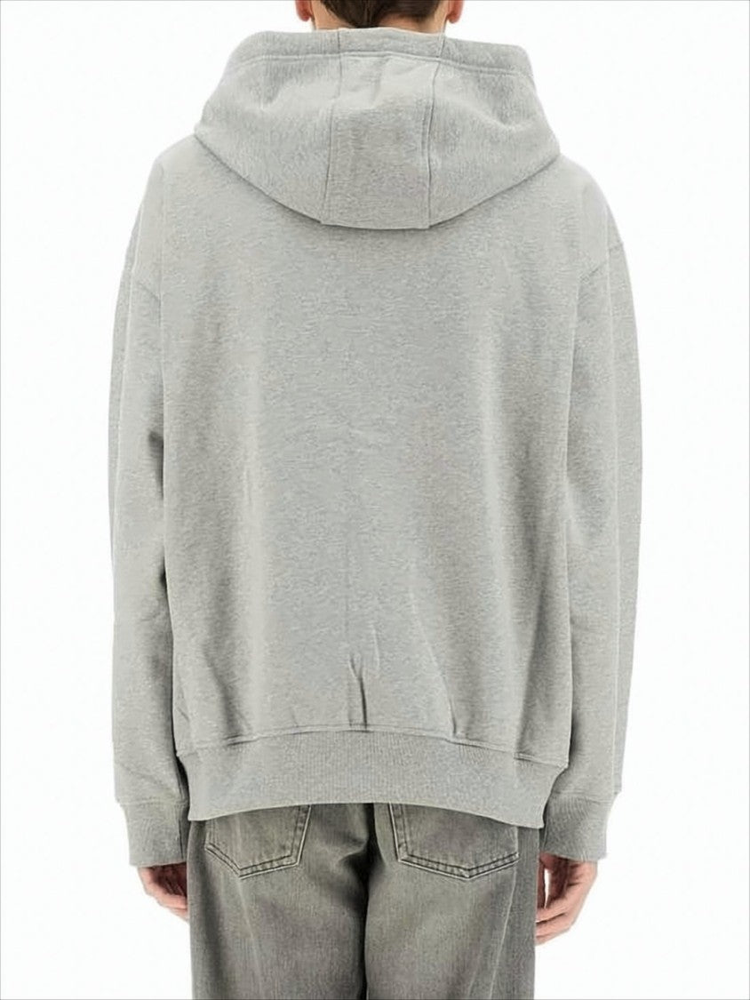 Relaxed Fit Grey Hoodie With Adjustable Hood And Zip Closure