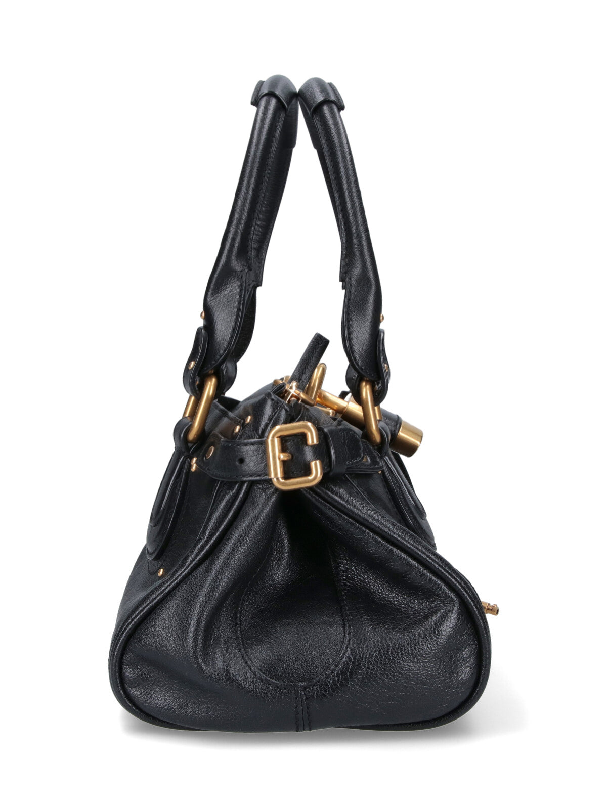 "Paddington" Shoulder Bag, In Black Buffalo Leather