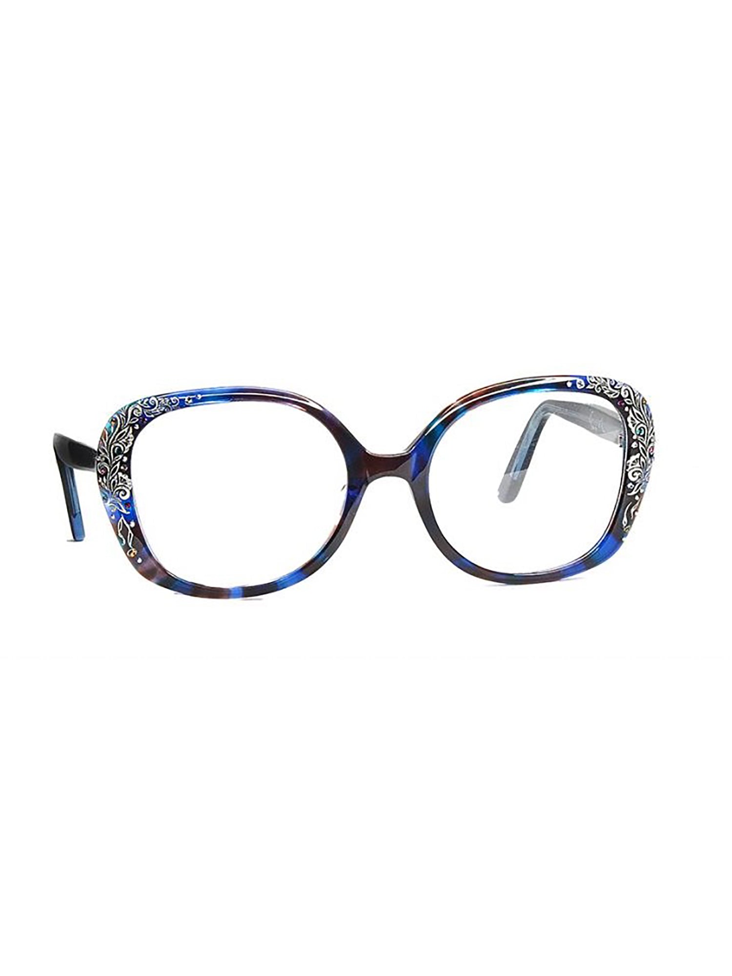 Oversized Cat-Eye Optical Frames with Intricate Temple Detailing