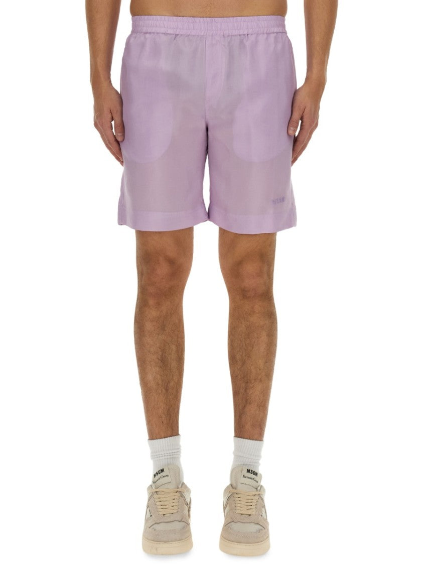 Regular Fit Cupro Shorts With Logo Detail