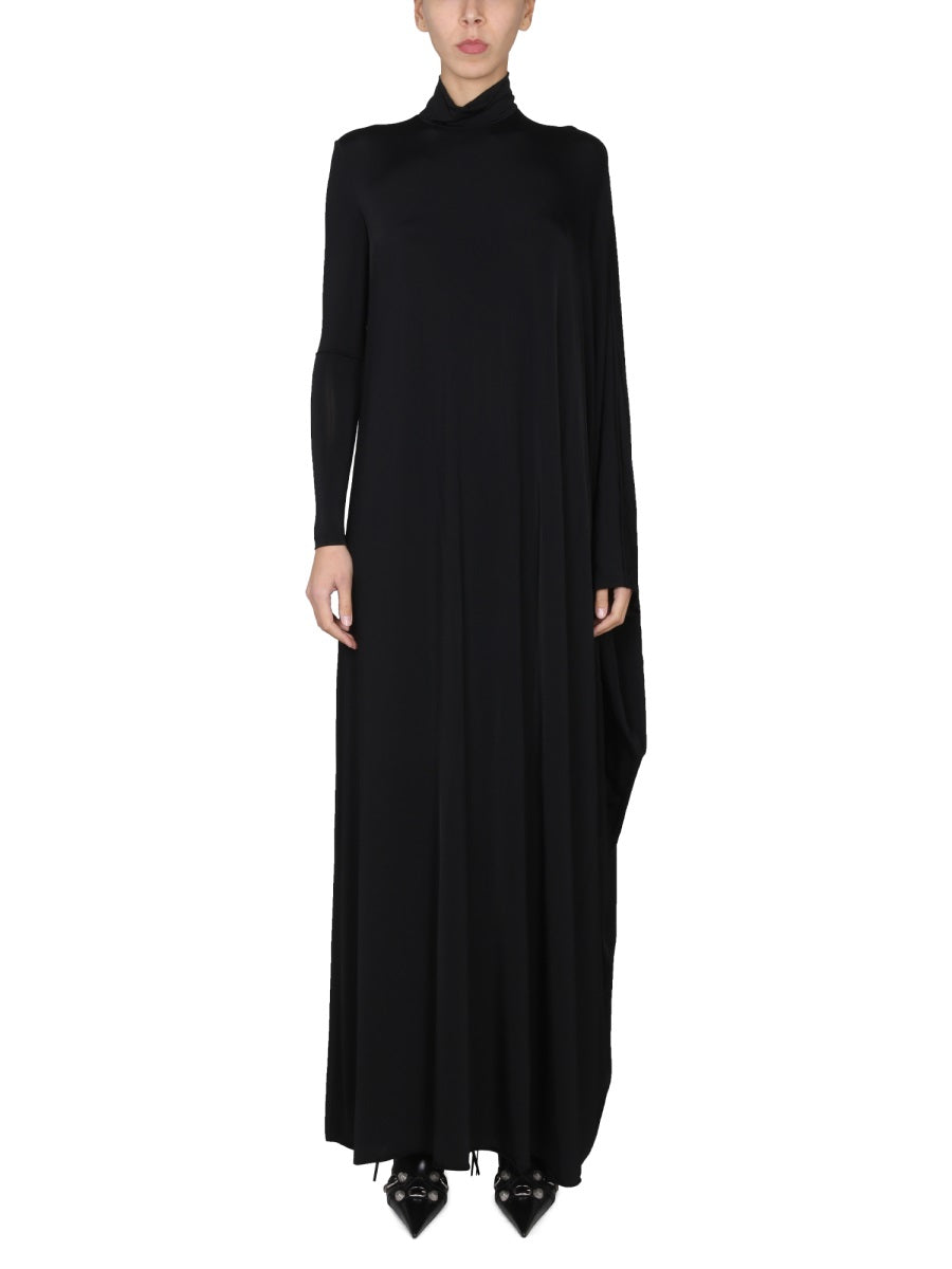 Sleek Minimalist Maxi Dress in Stretch Nylon Jersey
