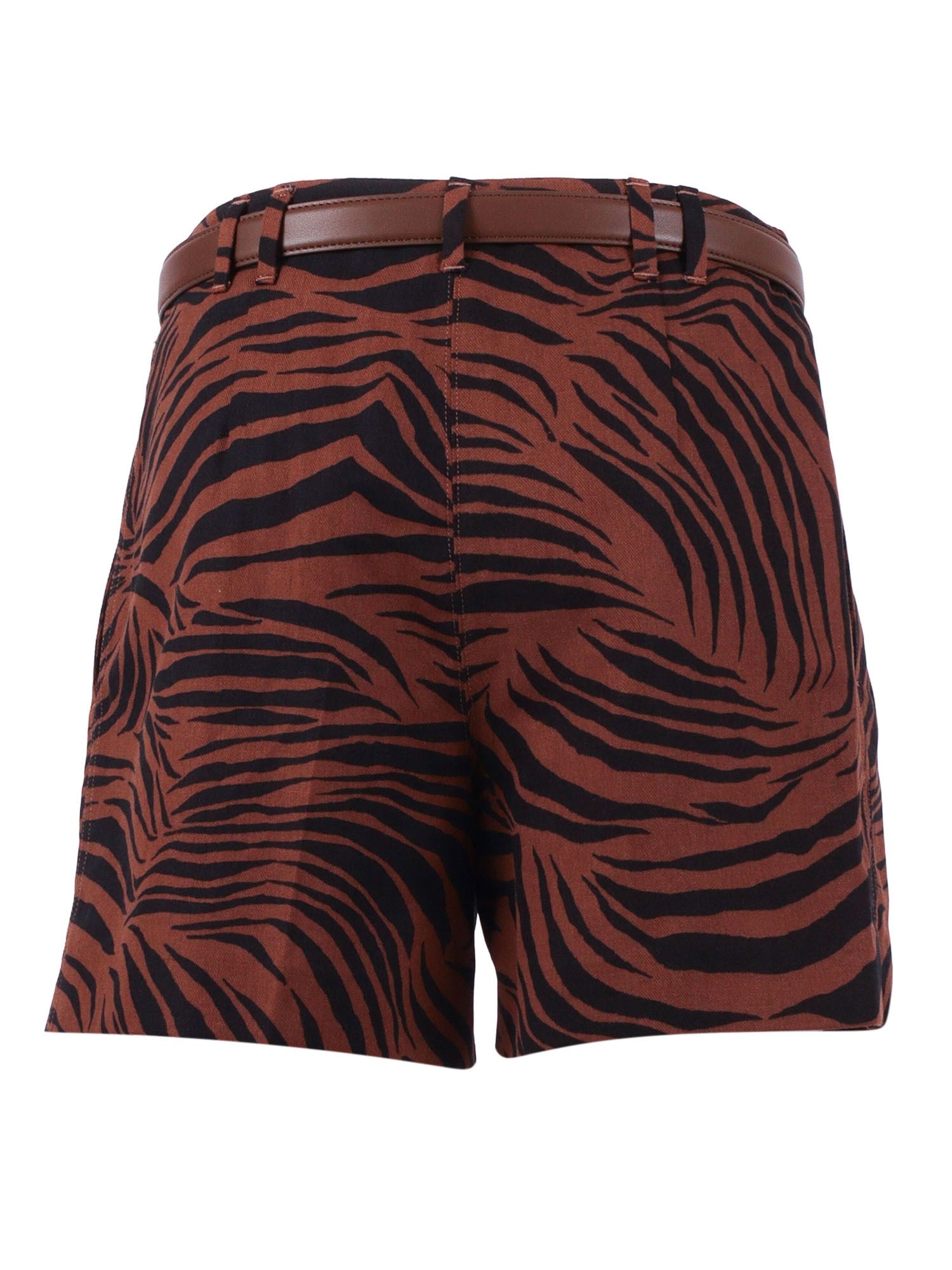 Tailored Brown Shorts with Bold Tiger Stripe Pattern