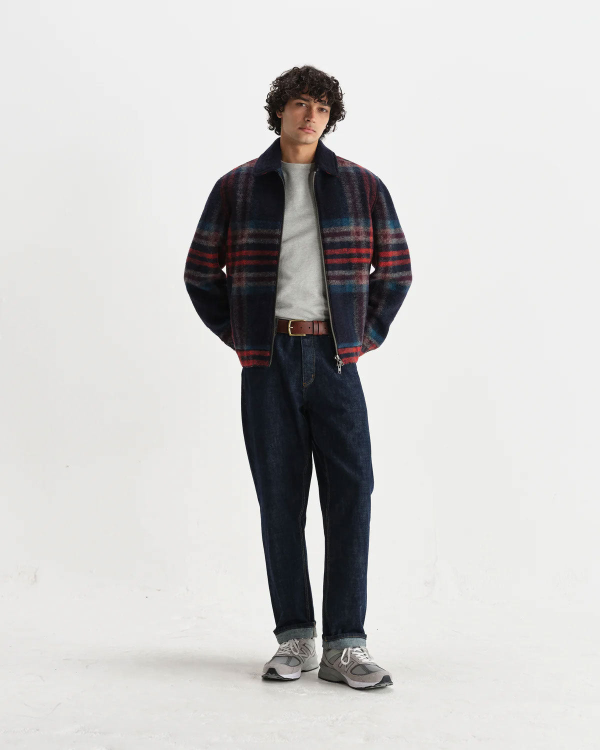 Woolen Check Heath Jacket with Navy