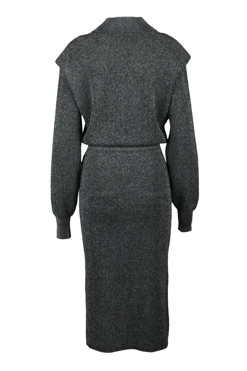 Lamé Knit Dress - Black/Silver