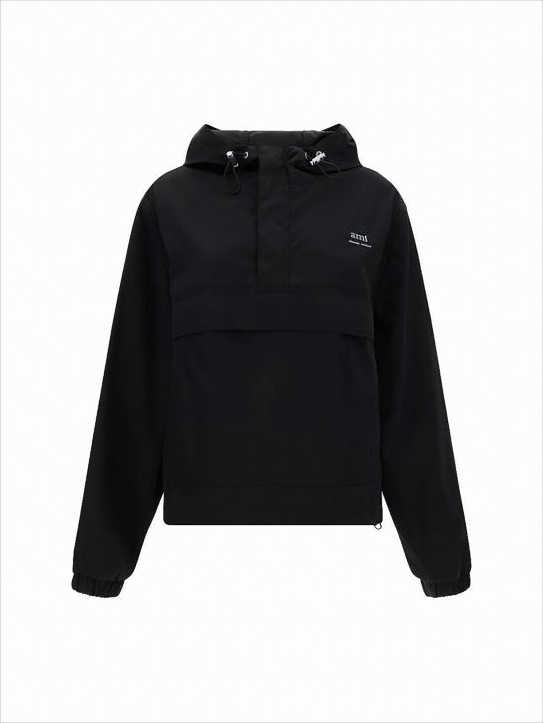 Pullover Black Jacket with Adjustable Drawstrings