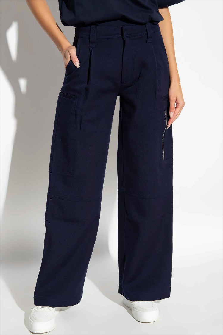 Wide-Leg Cargo Pants in Virgin Wool