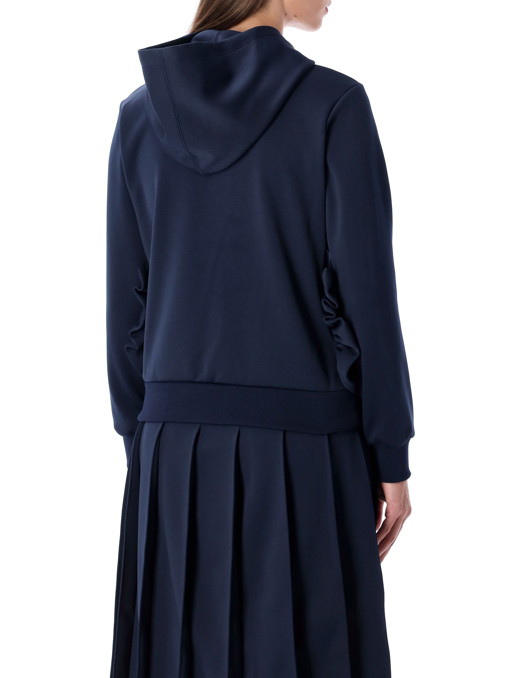 Girl Navy Hoodie With Ruffle Pockets