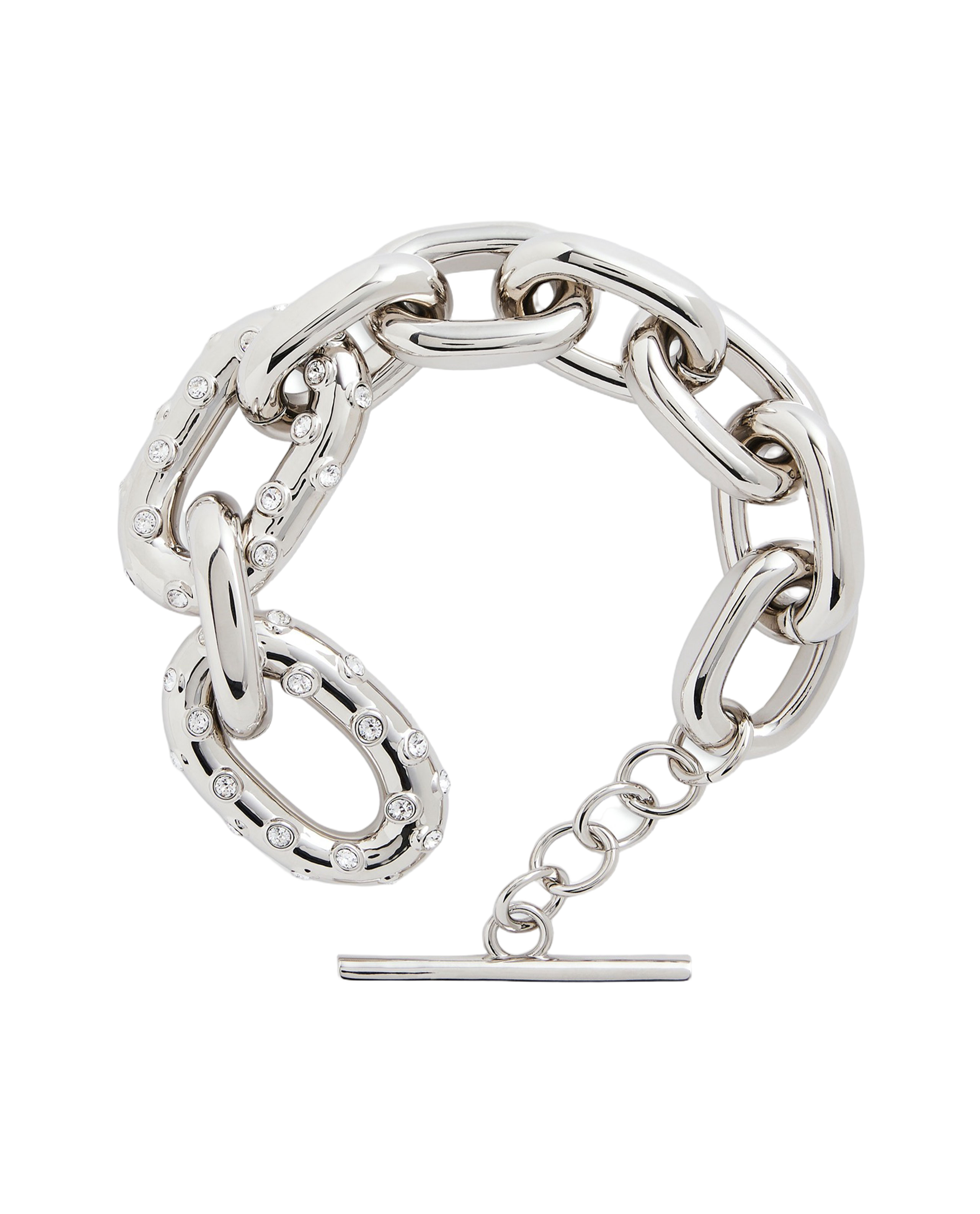 Interlaced Silver Chain Bracelet With Crystal Accents