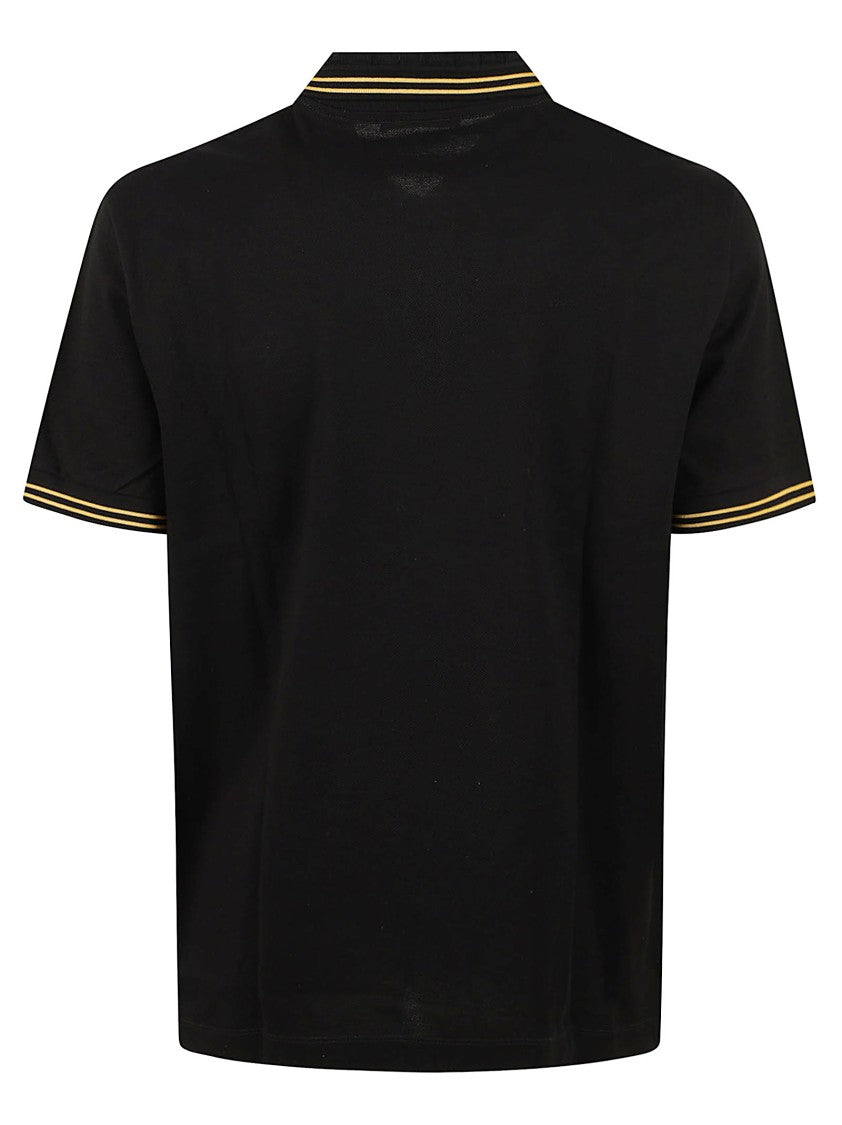 Medusa Polo Shirt In Black Cotton Piqué