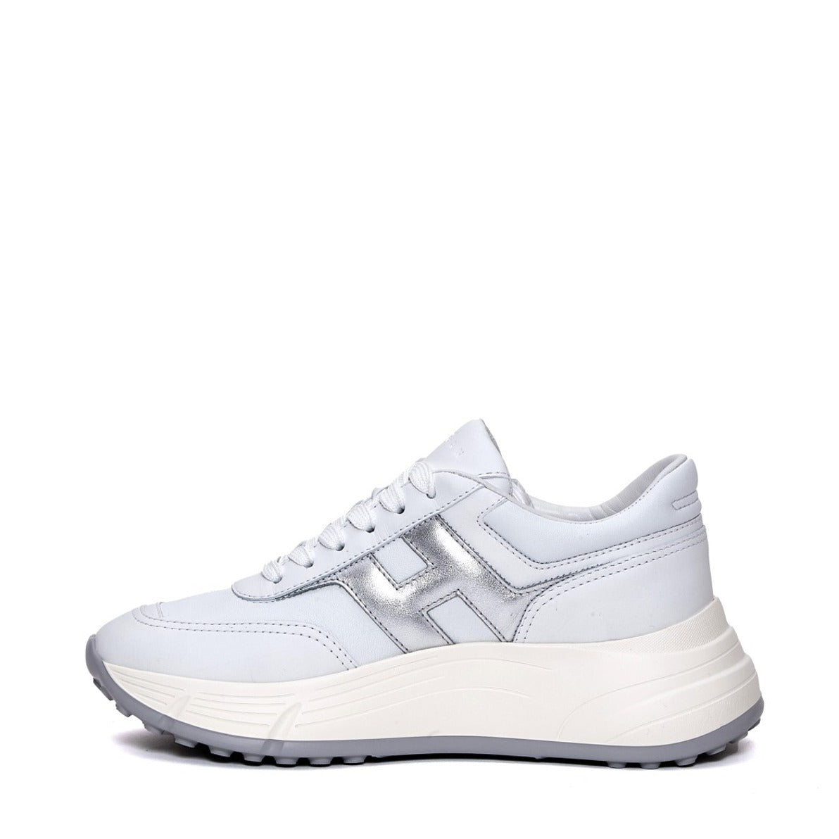 Hi Fi H Silver Leather White Sneakers