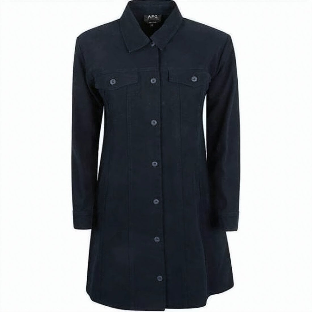 Structured Blue Button-Down Short Dress