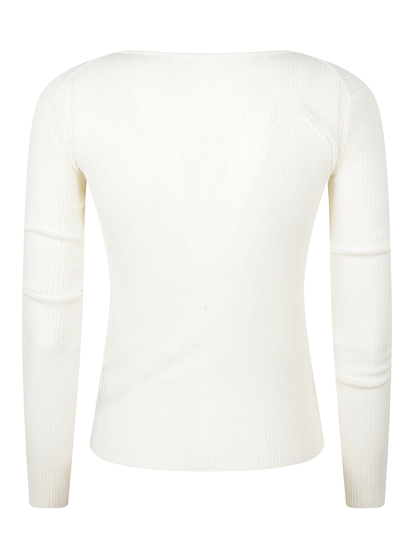 Ribbed Long-Sleeved Crew Neck Top