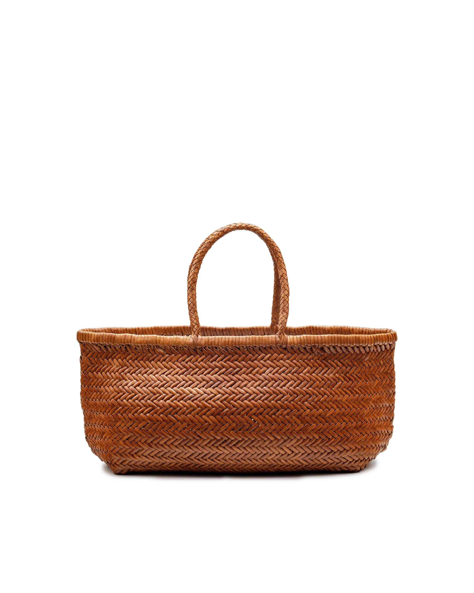 Large Handwoven Basket Tote in Buffalo Calf Leather