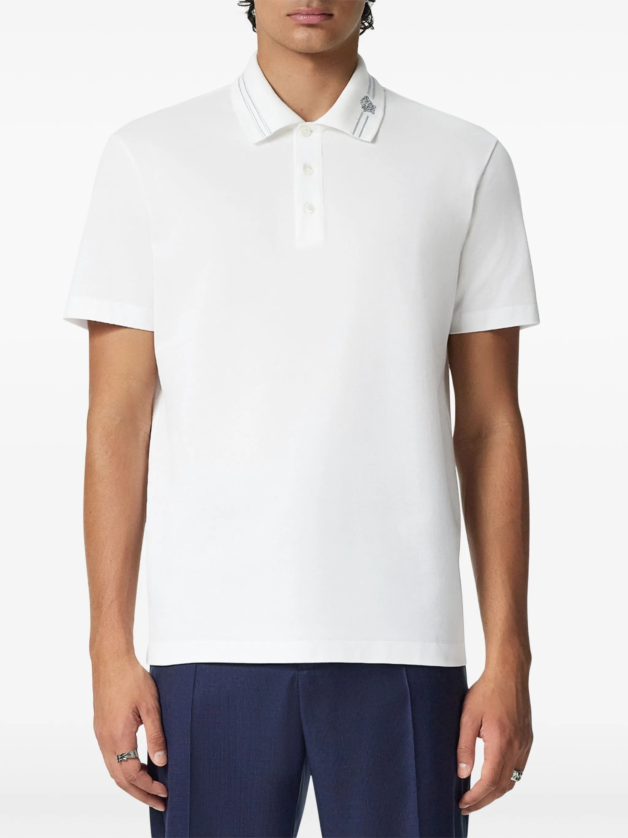 Black Classic Short-Sleeve Double Stripe Polo