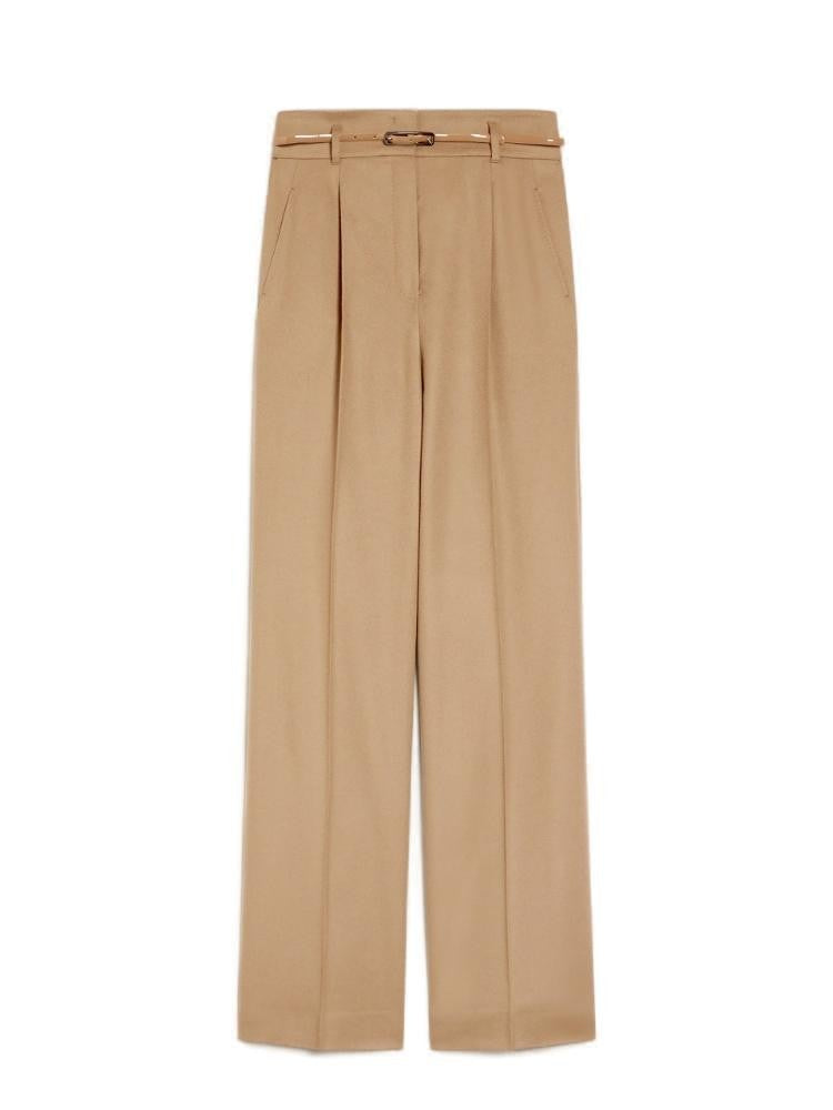 High-Waisted Wool Crêpe Trousers With Front Pleats