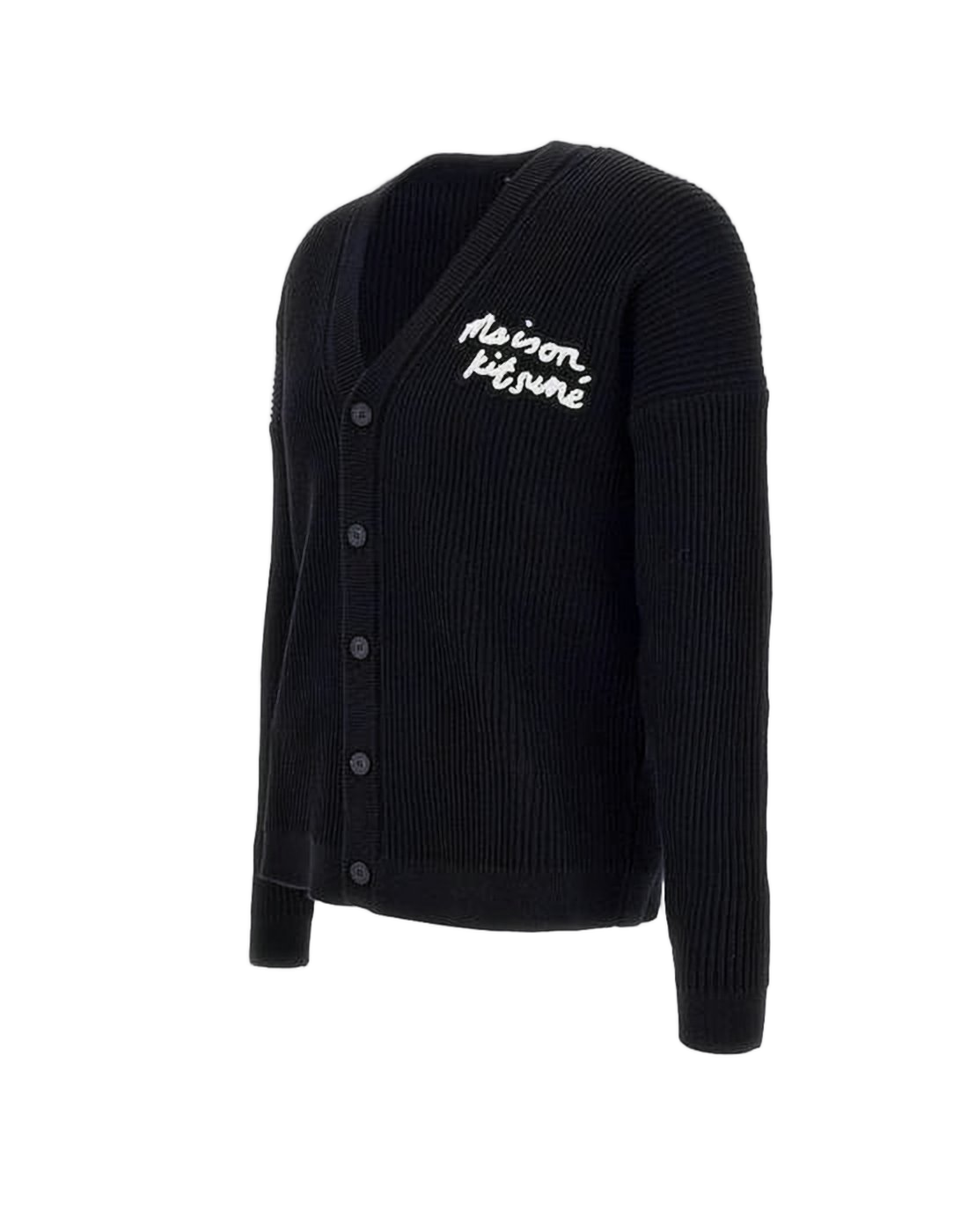 Ribbed Knit Cardigan with Embroidered Detail